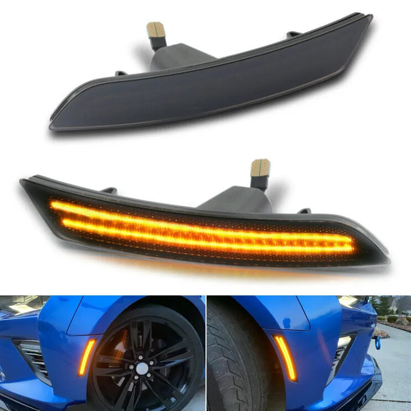For 2016-2021 Chevrolet Camaro LS LT SS and Cadillac 2014-20 CTS 2015-20 ATS  Smoked Front Amber LED Side Marker Light