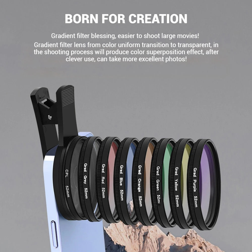 52MM Cpl Universal lens Digital Filter Lens Protector For Smartphone Lens Circular Polarizing Filter Compatible Any Phone Camera
