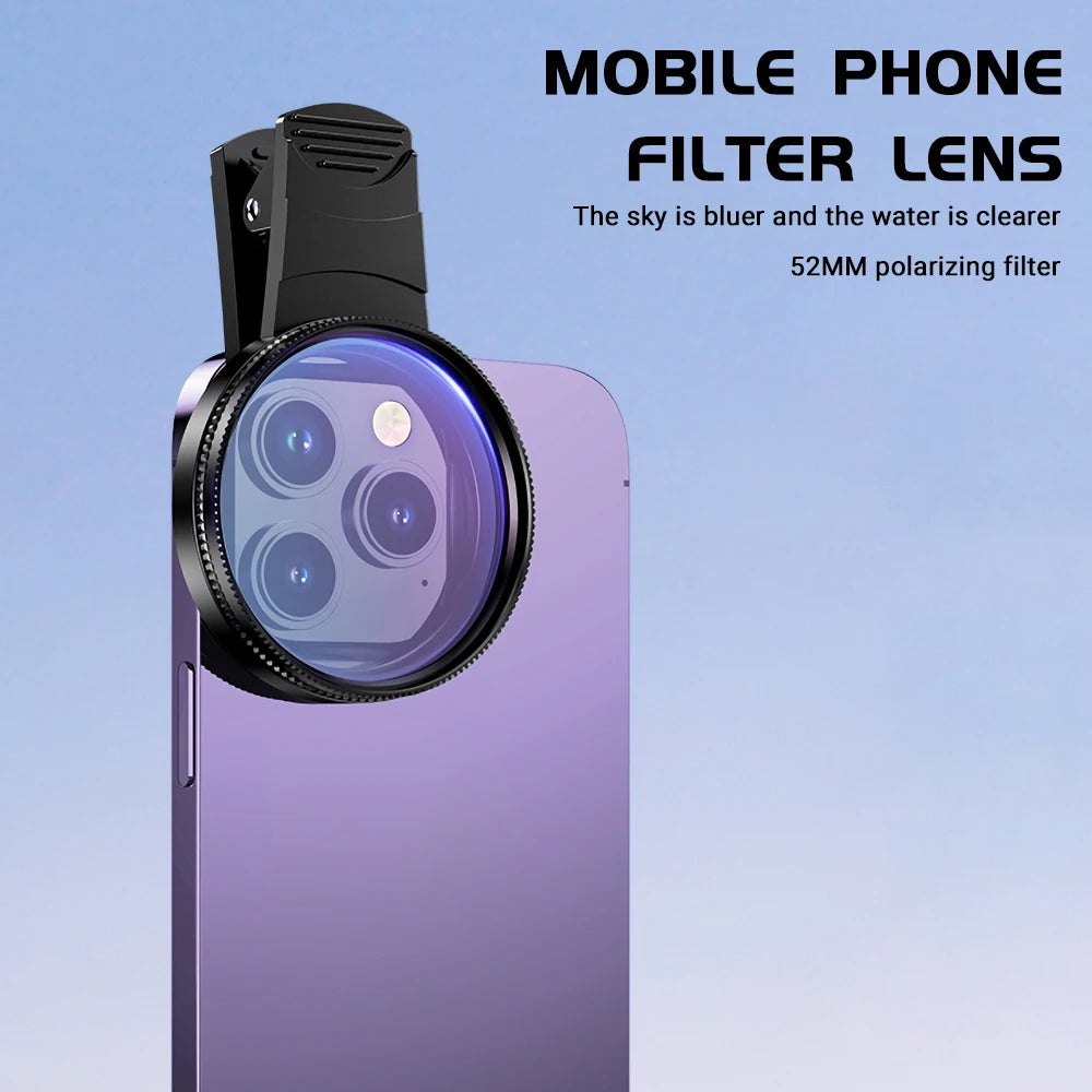 52MM Cpl Universal lens Digital Filter Lens Protector For Smartphone Lens Circular Polarizing Filter Compatible Any Phone Camera